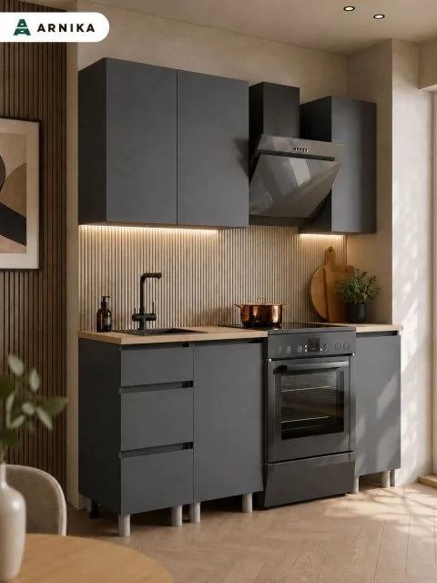 ARNIKA Кухонный гарнитур со столешницей, граффит 60х140х84,6 см